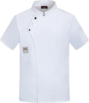 White Chef Coat Unisex Chef Coat Short Sleeve Jacket,Breathable,Comfortable Button Closure - Kitchen,Restaurant,Hotel Uniform Medium 01-White A