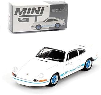 Breatoi Mini GT Die Cast Collectrors Model Cars : (Por'Sche 911 Carr'Era RS2.7 Grand'Prix White with Blue Livery)