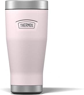 Thermos - Icon Peony Pink Travel Tumbler (470ml), Reusable Insulated Stainless Steel Coffee Cup for Hot or Cold Drinks, Vacuum Sealed Water Flask with a Leak-Proof Lid, 7hr Hot/22hr Cold
