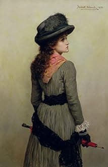 Famous Artworks Prints Poster Canvas Denise Portrait of Young Girl with a Red Umbrella by Herbert Gustave Schmalz Artwork Oil Painting for Home Decor 60x90cm