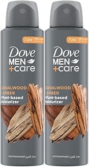 Dove Men+ Care Antiperspirant Deodorant Spray, Sandalwood & Amber, Plant-Based Moisturizer, Triple Defense Technology, 72H Protection, 150ml x 2
