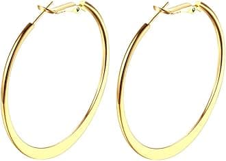 Gold Hoop Earrings,18K Gold Plated Rounded Hoops Earrings for Women