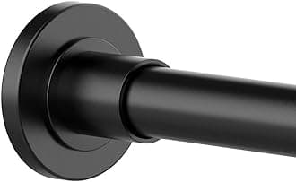 Telescopic Shower Curtain Rod：Never Rust 304 Stainless Steel Tension Spring Curtain Rod - Non-Slip Adjustable Tension Pole –No Drilling Extendable Pole (125-220cm/black)
