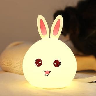 One94Store Silicone Rabbit Night Light – USB Rechargeable 7-Color LED Lamp with Touch Sensor, Kids Bedroom Décor, Romantic Decor, Valentine Day Gift, Love Gift for Her, Couple Gift