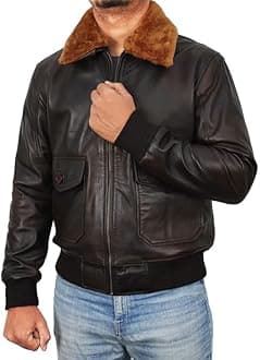 SpazeUp A2 Leather Jacket Men - Air Force Pilot Flight Distressed Brown Leather Jacket Men