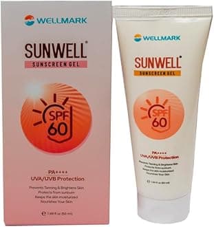 SUNWELL SPF 60 gel GIVES BROAD SPECTRUM PROTECTION AGAINST UVA & UVB RAYS/SWEAT AND WATER PROOF/NON GREASY/NON STICKY/SUITABLE FOR ALL SKIN TYPES/TOTAL MAT EFFECT pa++++