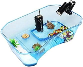 Turtle Tank Aquarium,Reptile Tank, Terrapin Lake with Platform Plants for Pet Reptile Habitat
