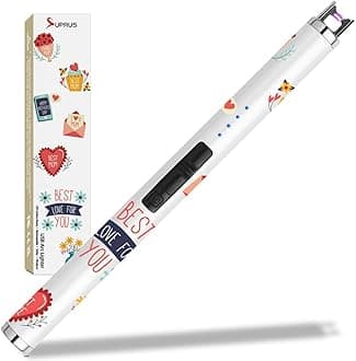 SUPRUS Arc USB Type C Electric Lighter with LED Battery Display, Safety Switch, Rechargeable, Flameless, Plasma, Windproof, Portable for Mother's Day (White)