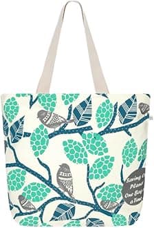 Large Canvas Tote Bag for Women, Tote Handbags for Women with Zipper & Inner Pocket for College, Shopping, Office