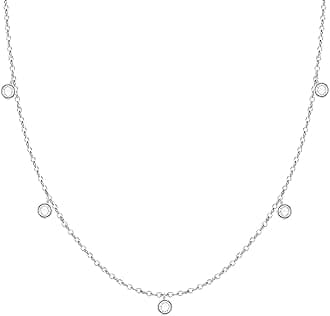 FUNEIA Dainty Silver Gold Necklaces for Women Trendy Non Tarnish 14K Gold Plated Cubic Zirconia Necklace Layered Cute Butterfly Heart Station Choker Necklace Stack for Wedding Prom Brides Jewelry