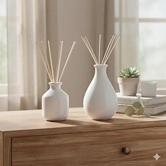 Mkd2 Rise Ceramic Reed Diffuser Aroma Pot I Empty Diffuser Pot - Set of 2 (White) for Home Fragrance, Decor, Decoration, Gift