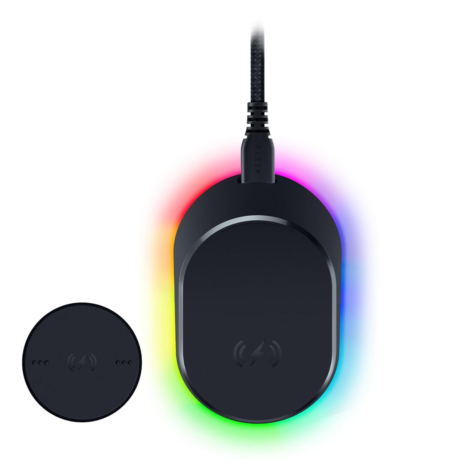 Razer Mouse Dock Pro & Charging Puck - Magnetic Wireless Charging Dock & Charging Module for Compatible Mice (Magnetic Dock with Charge Status RGB Lighting, Anti-slip Gecko Feet, Charging Puck) Black