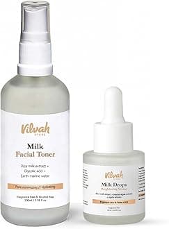 Vilvah Store Skin Hydrating Combo | Milk Drops Serum | Milk Face Toner | Minimizes Pores and Hydrates Skin | Balances & Restores Skin's pH Levels