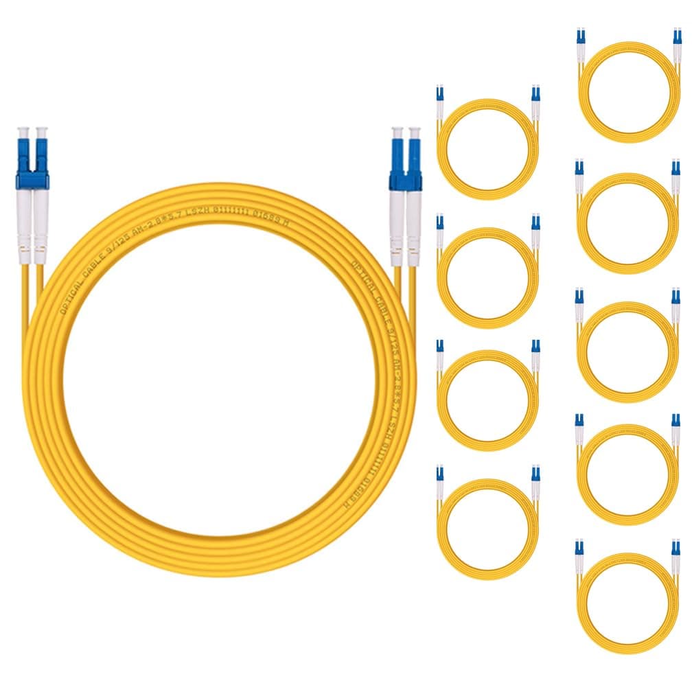 10 Pack 5M OS2 LC to LC Fiber Patch Cable, Single Mode SFP Fiber Jumper, Duplex LC-LC 9/125um, LSZH, 16.4ft, for 1G/10G SMF SFP Transceiver, Router, Networks and More, Available 0.2m - 100m