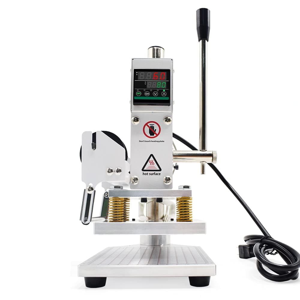 Upgraded Hot Foil Stamping Machine 5x7cm 110V Digital Embossing Machine Manual Tipper Stamper for Leather PU Paper Logo Embossing 1.97"x2.76"