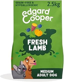 Edgard & Cooper Grain Free Dry Dog Food For Medium Breed Adult Dogs (2.5kg), Fresh Lamb, Balanced Fibre For Gut Health, Hypoallergenic Recipe With Natural Ingredients, Never Meat Meal