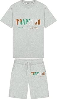 Trapstar Letters Printed Casual Sportswear Suit, Men and Women T-Shirt + Shorts + Hat 3 Piece, Loose Jogging Short Sleeve Tracksuits (Color : E2, Size : Large)