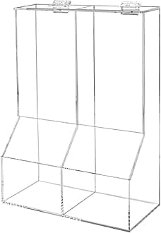Marketing Holders Divided Condiment Bin with Lid 2 Compartment Sugar Packets or Wrapped Candy Caddy Clear Acrylic 8.5" x 12" Tabletop Organizer for Bakeries and Restaurants