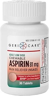 GeriCare Low Dose Adult Chewable Aspirin 81mg, Pain Reliever, Fever Reducer, 36 Count (Pack of 1)