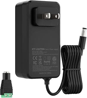 BTF-LIGHTING 12V 5A 60W Power Supply Adapter ETL Listed 100-240V AC to 12V DC Converter Class 2 Power Supply, 5.5x2.1mm Jack for for Low Voltage LED Strip Lights, CCTV, Router, Electronics
