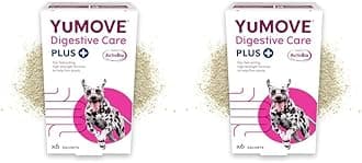 YuMOVE Digestive Care PLUS, Dogs & Cats Pre and Probiotics Supplement for Gut Health, Digestive Support Veterinary Strength with Fast-acting Ingredients, All Ages and Breeds, 60 Sachets (Pack of 2)