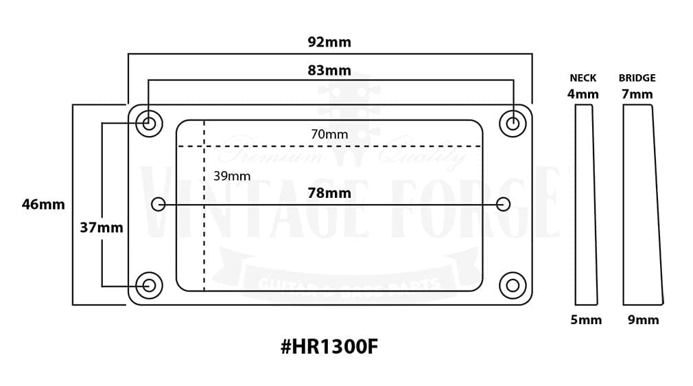 Black Flat Bottom Humbucker Pickup Mounting Ring Set (Bridge & Neck) for Epiphone Guitars HR1300F-BLK
