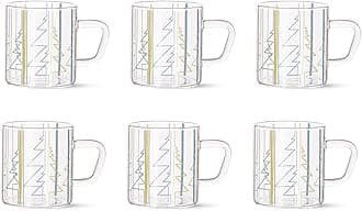 Borosil Classic Sintra 6 Pcs Tea n Coffee Borosillicate Glass 210 ml Mug Set | Microwave Safe | Scratch Resistance | Lightweight | for Chai, Green Tea, Milk