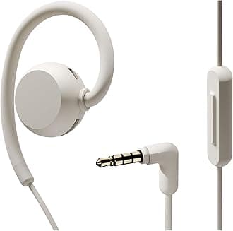 nwm Wired On-Ear Speakers (Open Ear Earphones) Prevents Sound Leakage with PSZ Technology Including Microphone Designed by NTT Sonority in Japan | White Beige