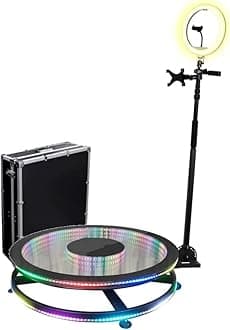 N360 RGB Photo Booth Neon Machine 30" Inches for Parties Video Camera Booth Selfie Platform Spin (N360 RGB + Box)