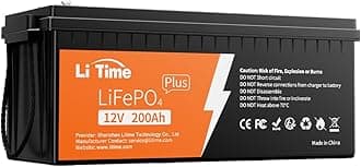Litime 12V 200Ah Plus Lithium LiFePO4 RV Battery, 4000+ Deep Cycles Battery, 200A BMS, 2560Wh Energy, Perfect for Camper, Solar, Off-Grid,Van, Marine etc.