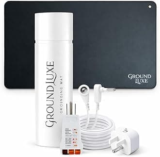 GroundLuxe Earthing Mat for Feet- Universal Grounding Mat w/ 15 Foot grounding Cord, Tester and Adaptor- Grounded Pad to Connect to The Earth