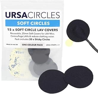 URSA Soft Circles: Reusable Soft Covers That Provide a Shield Against the Wind and Camouflage for Lavalier Mics (15x Soft Circles + 30x Stickies, Black)