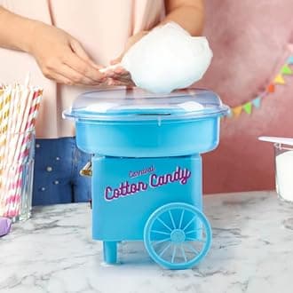 Countertop Cotton Candy Machine – Includes Scoop and 10 Serving Sticks – Works with Hard or Cotton Candy Sugar by Great Northern Popcorn (Blue)