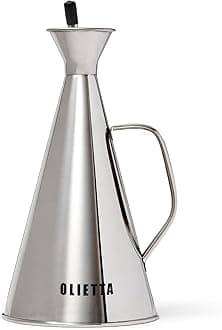 Olive Oil Dispenser Bottle Olietta Stainless Steel Non Drip Leak Proof No Mess Vinegar Pourer & Kitchen Drizzler 25 oz 750ML 0.75 Litre Great for Pouring & Drizzling Easy to Clean & Leakproof