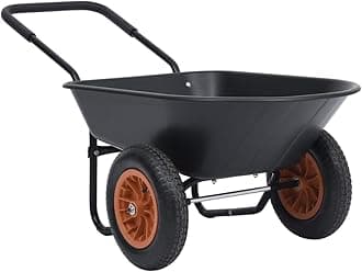 vidaXL Wheelbarrow Garden Lawn Yard Cart Garden Tool Hand Truck Tool Cart Wheelbarrow Bicycle Trailer Black and Orange 78 L 100 kg, 92592