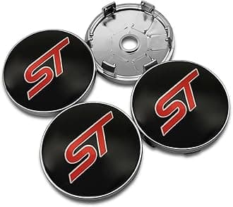 Set of 4 Car Hub Centre Caps for Ford ST Fusion Everest Escape Explorer Edge Mondeo Focus Ecosport Fiesta 60MM ABS Aluminum Wheel Center Caps ABS Plastic Snap-On Fit Car Wheel Rim Caps,A