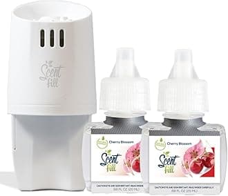 Cherry Blossom Plug in Air Freshener, Scented Oil Refills, 2 Refills + Diffuser