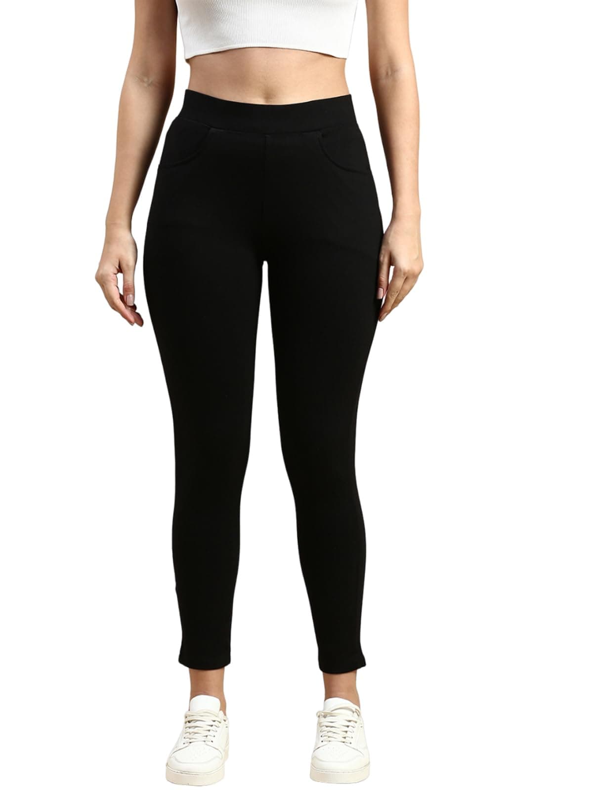 ONLY SHE Women's Cotton Solid Print Jeggings || Super Soft & Stretchable || Mid Waist (Size - XXLarge)