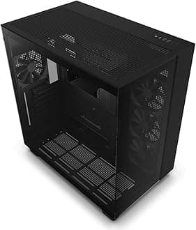 NZXTH9 Flow Dual-Chamber ATX Mid-Tower PC Gaming Case – High-Airflow Perforated Top Panel – Tempered Glass Front & Side Panels – 360mm Radiator Support – Cable Management – Black, CM-H91FB-01