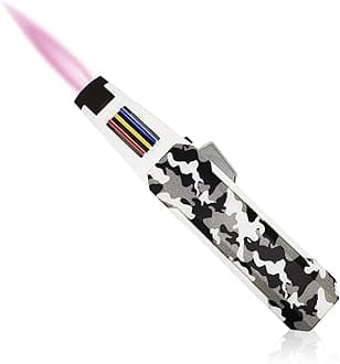 JOBON Solar Beam Torch, Adjustable Lockable Firepower Butane Refillable Jet Flame Lighter for Baking Kitchen Grill BBQ Camping (Gas Not Included) (Pink Flame-Camouflage)