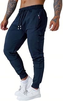 Mens Active Athletic Workout Jogger Sweatpants for Men with Zipper Pocket and Drawstring Size S-2XL