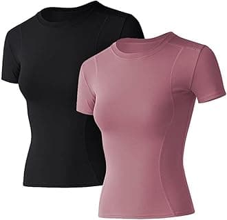 Women Workout Shirts 1/2/3 Pack Athletic Compression Tee Dry Fit Yoga Gym Basic Tops
