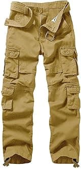 AKARMYMen's Cargo Pants, Military Tactical Casual Pants, Lightweight Cotton Work Pants with Multi Pockets K18 Khaki 30