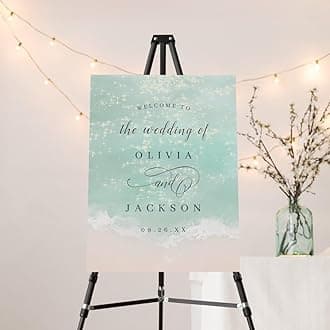 Elegant Sparkling Ocean Beach Wedding Sign, Personalized Beach Theme Wedding Welcome Sign, Editable Summer Ocean Welcome Poster, Blue Sea Party Decoration, Printable Welcome Sign Board
