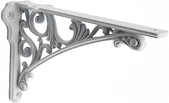 Decorative Shelf Bracket 6 inch, White Brackets for Shelving, Heavy Duty Vintage, DIY Projects, Hardware Included, 4 Pack, 5.9x4.17x1.73 inch,Baroque Style