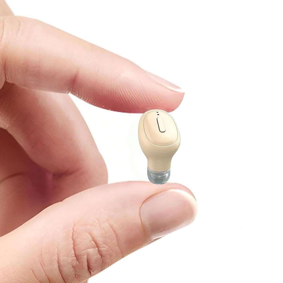 Single Bluetooth Wireless Earbuds, Mini Invisible in Ear Wireless Bluetooth Headphone 12 Hours Super Long Battery Life Suitable for Sports Work and Sleep- Beige