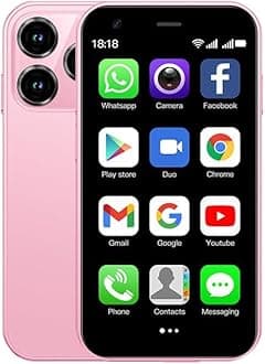 CatCalls Mini Phone 4G Unlocked 3.0'' Touch Screen Compact Mobile Phone for Kids & Students 2000mAh Battery Cell Phone with Dual SIM Quad Core Face ID//Bluetooth/GPS 3GB+32GB Memory (XS15-Pink)