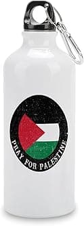 Palestine Flag Water Bottles Insulated Pray for Palestine Portable Leakproof Cycling Water Bottle with Carabiner Clip & Sport Top Tumbler for Sport Gym Outdoor Travel School 20 OZ