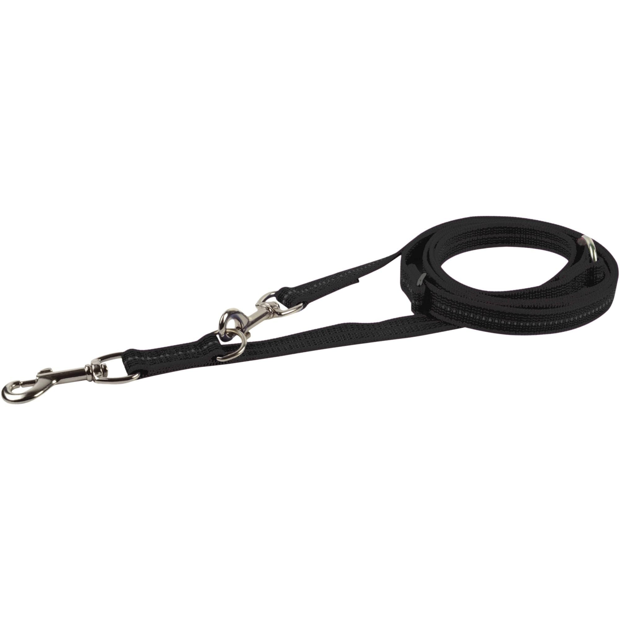 Adjustable Dog Training Leash - Secure, Non-Slip Rubberized Nylon Grip Hands Free Dog Leash - Durable, 3/4” Thick, and Reflective (4FT - 7.5 FT Length) (Black)