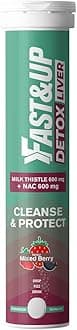 FAST&UP Liver Detox - Daily Liver Cleanser Drink Milk Thistle + NAC Helps Improve Digestion & Reduces Load on Liver - Mixed Berry Flavour Green 20 count (Pack of 1)